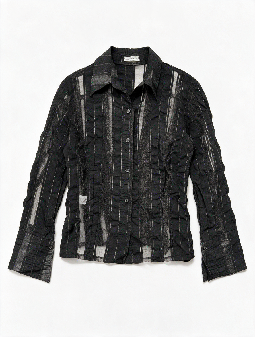 Euromode Italia DESIGN - Blouse - zwart, crinkle, semi-transparant - M