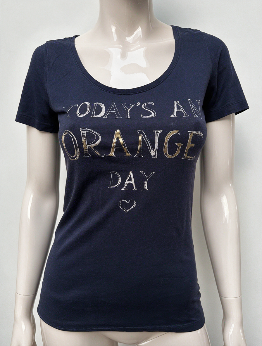 BOSS ORANGE - T-shirt - donkerblauw, tekstprint, ronde hals - S