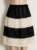 Miss Miss - Rok - zwart/crème, kanten banen - M