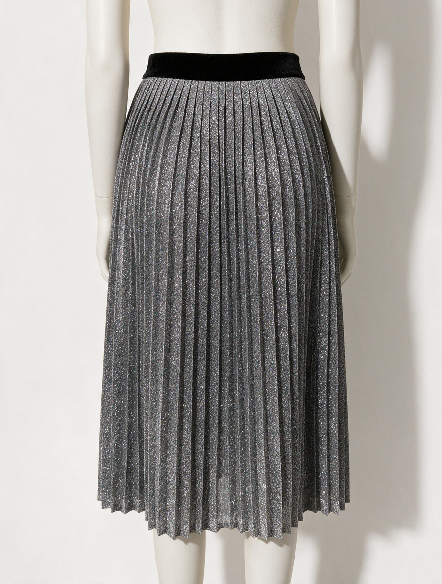 COSTES - Rok - zilver, plissé, glitter - L