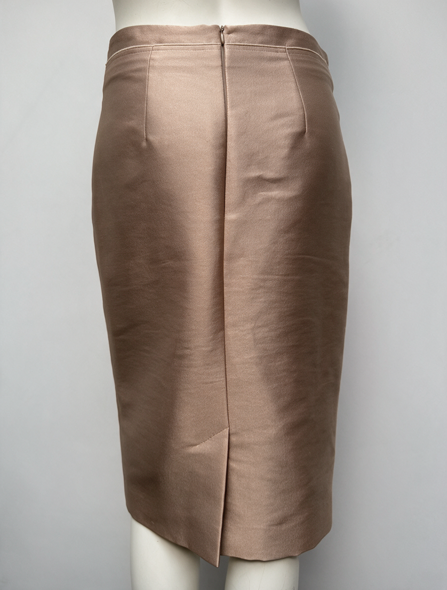 NATAN - Rok - beige/roze, glanzende stof, kokerrok - M