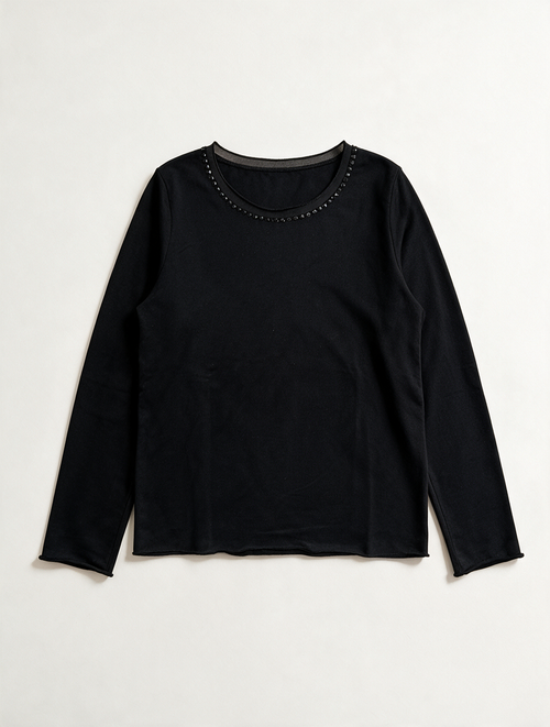 Bandolera - Longsleeve - zwart, kraaltjes langs hals, lange mouwen - M
