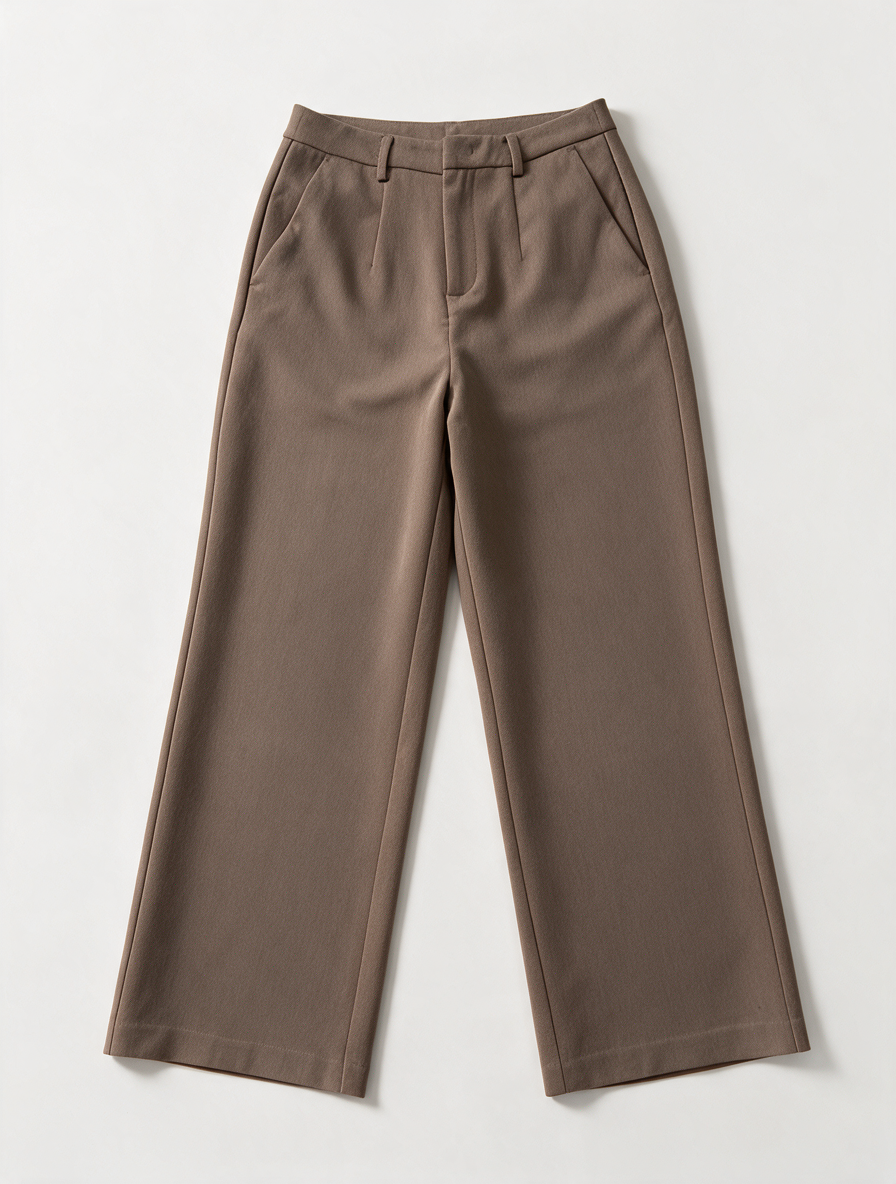 AMÉLIE & AMÉLIE - Broek - taupe, hoge taille, wijde rechte pijp - M