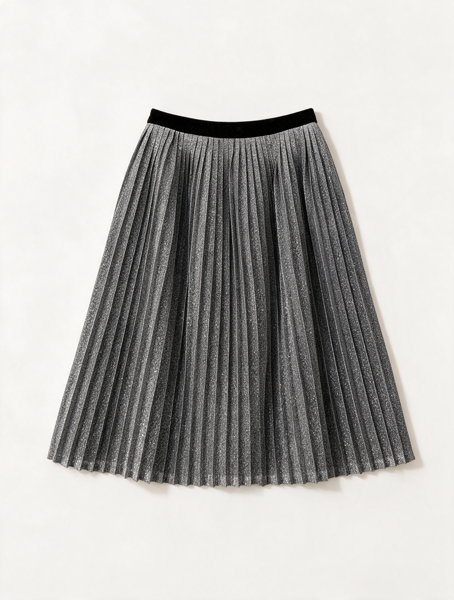 COSTES - Rok - zilver, plissé, glitter - L