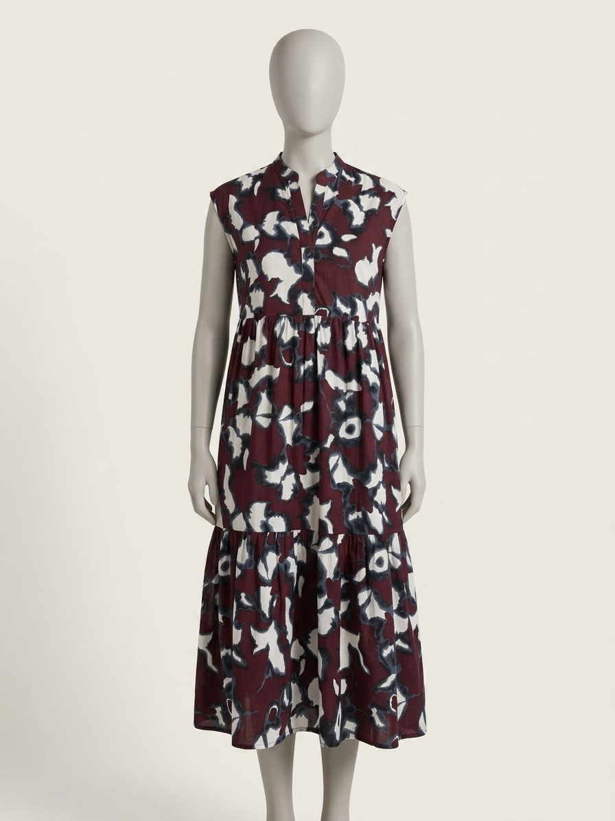 Opus Jurk maat 38 Bordeaux, wit en blauw