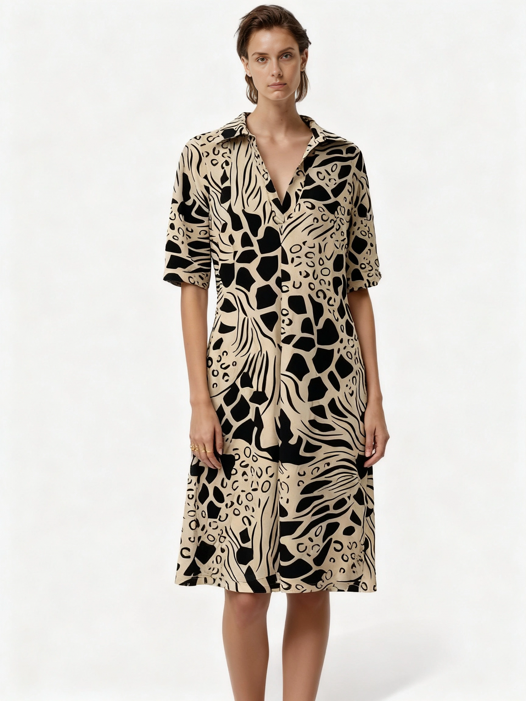 Y-conic Jurk maat S Beige en zwart