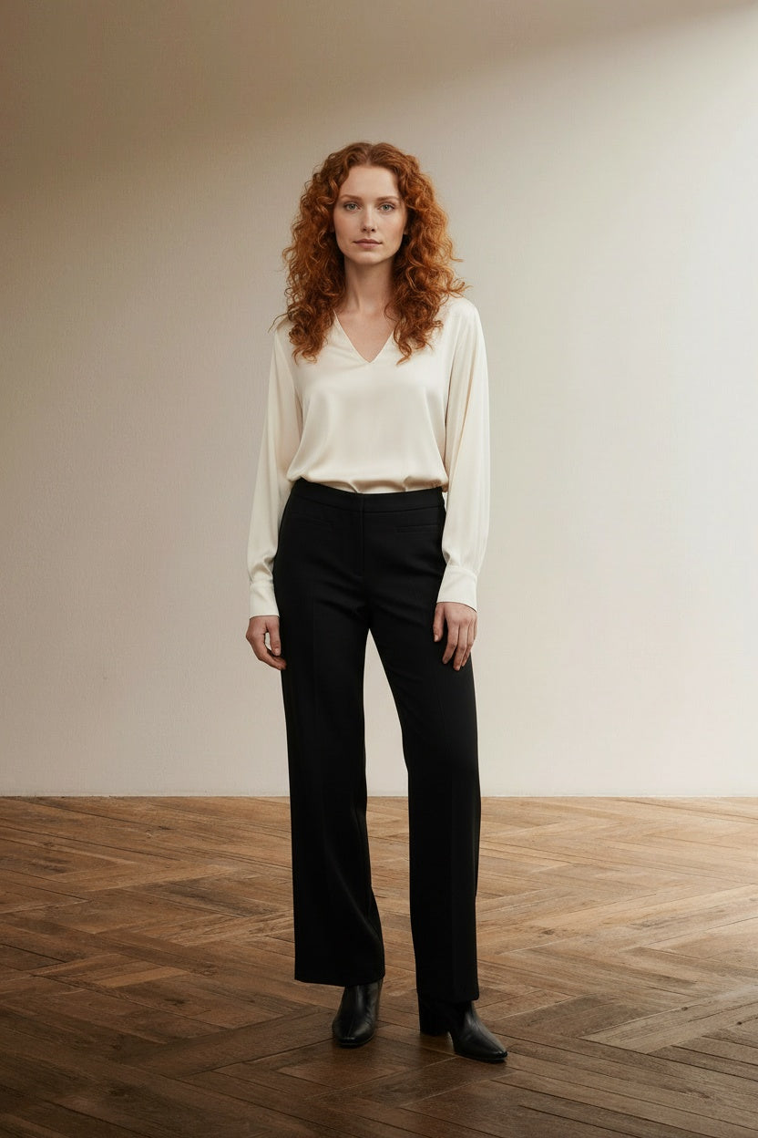 Full body view of the model wearing Seventy Pantalon maat IT 42 (NL 36) Zwart