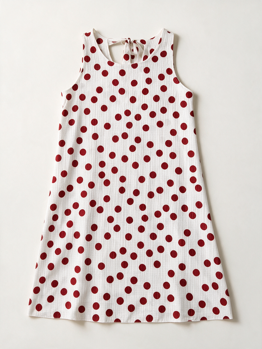 XOX - Jurk - wit met rode polkadots, mouwloos, striksluiting in de nek - M