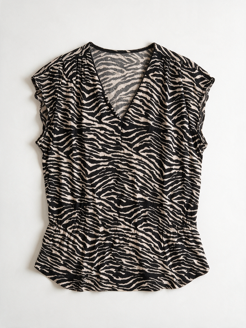 la fée Maraboutée - Blouse - zwart-wit, zebraprint, mouwloos - 36 (FR40)