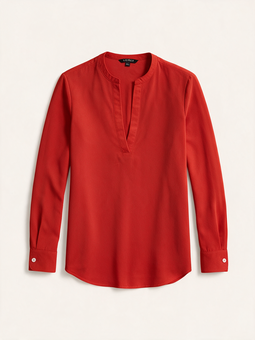 Lauren Ralph Lauren - Blouse - rood, V-uitsnede, licht getailleerd - M