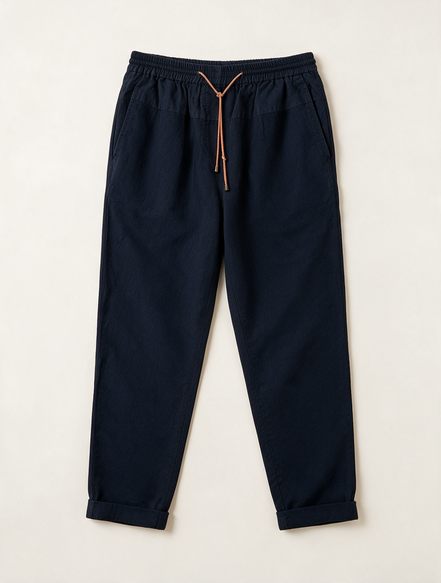 sessùn - Broek - blauw, elastische taille met trekkoord, rechte pijpen - M