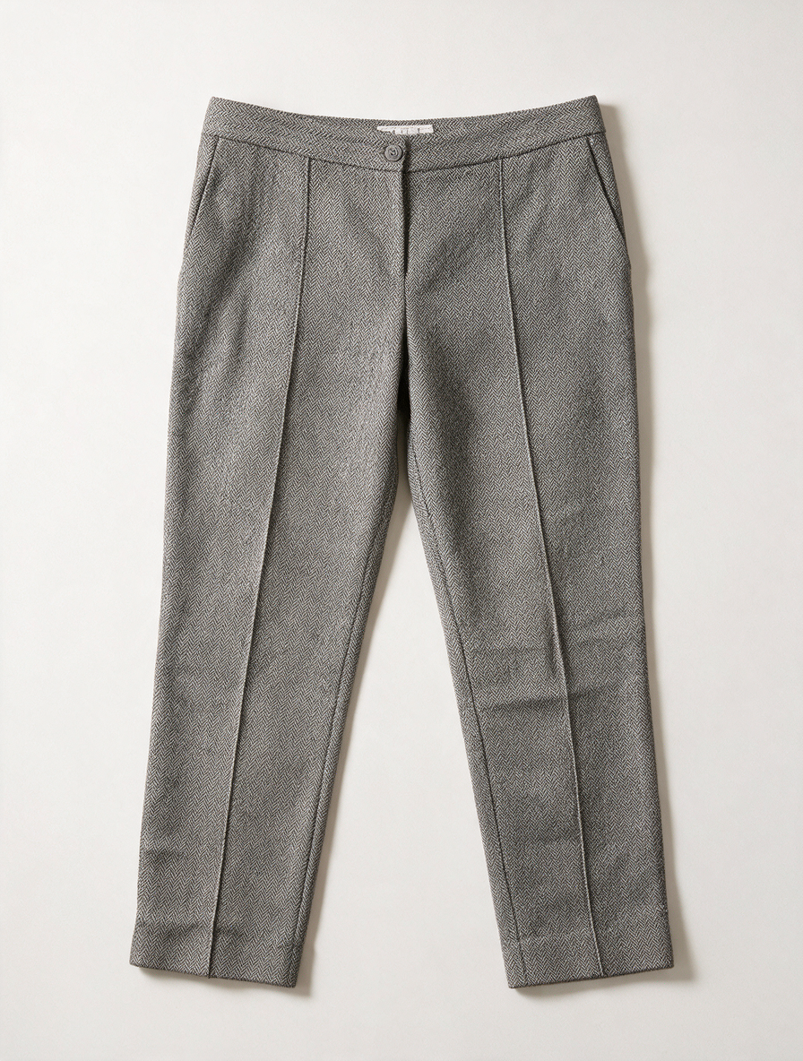 blugirl Blumarine - Broek - grijs, visgraatpatroon, rechte pijp - L