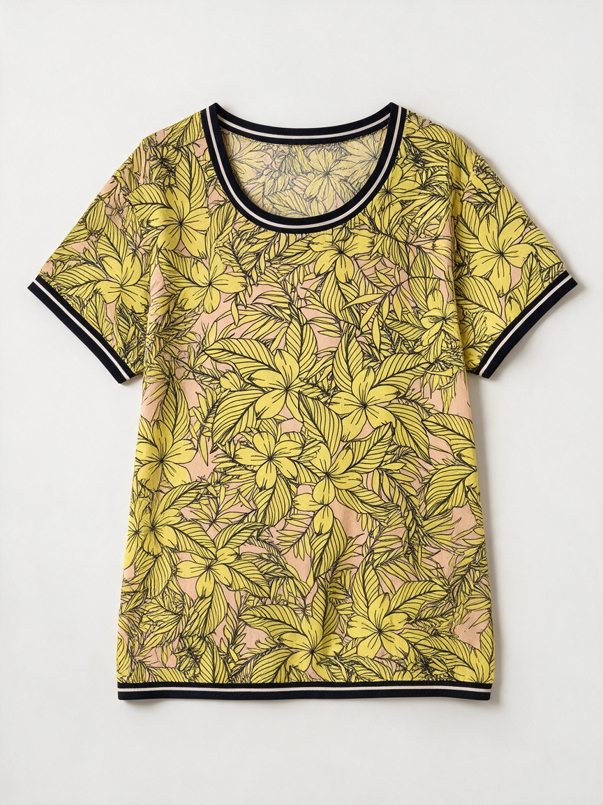 Liberty Island - Blouse - roze, bloemen- en bladprint, korte mouwen - XL