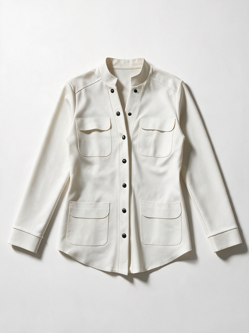 Chiara Boni La Petite Robe - Blouse - wit, opstaande kraag, 4 opgestikte klepzakken - S