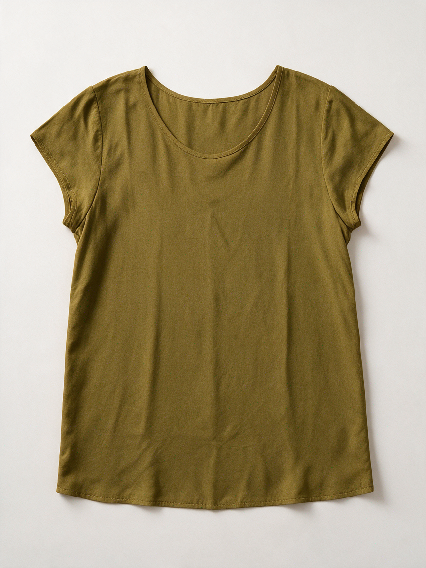 Vero Moda - Top - olijfgroen, ronde hals, korte mouw - L