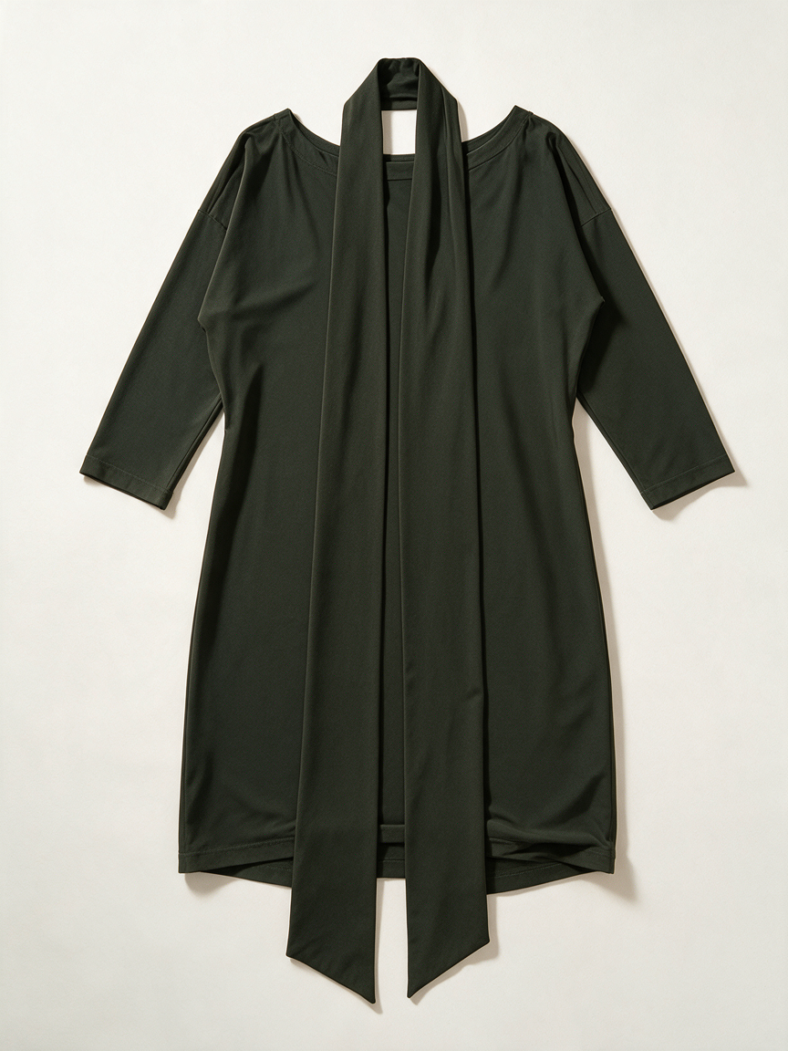 LaDress by Simone - Jurk - groen, sjaalkraag, lange mouwen - XS