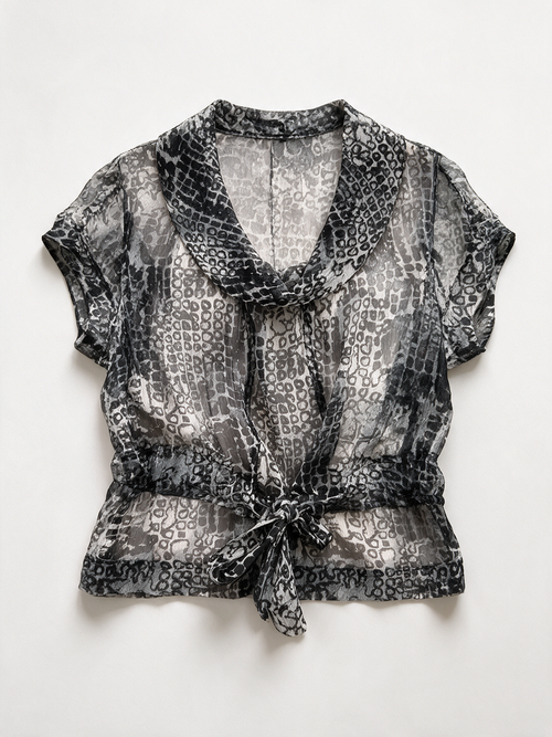Claudia Sträter - Blouse - zijden, animal print, strikdetail - XS