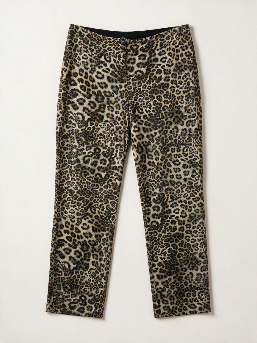 Marc Cain - Broek - luipaardprint, hoge taille, rechte pijpen - M
