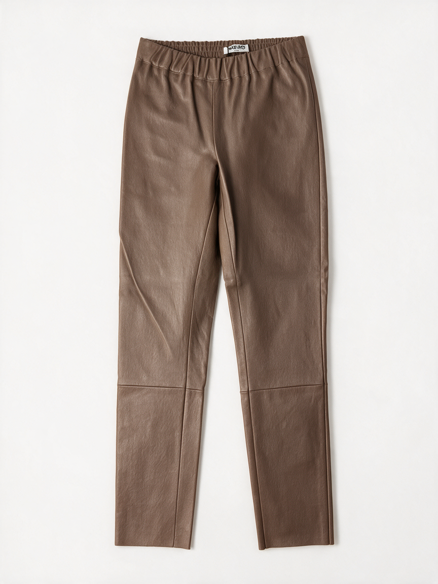 Max & Moi - Broek - bruin, lamsleer, elastische tailleband - S