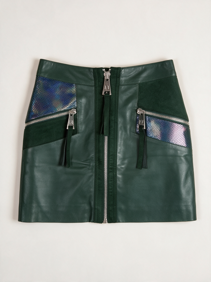 NIKKIE - Rok - donkergroen, imitatieleer, mini-lengte - XS