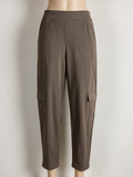 KIMARA - Broek - taupe, elastische tailleband, cargozakken met klep - XS