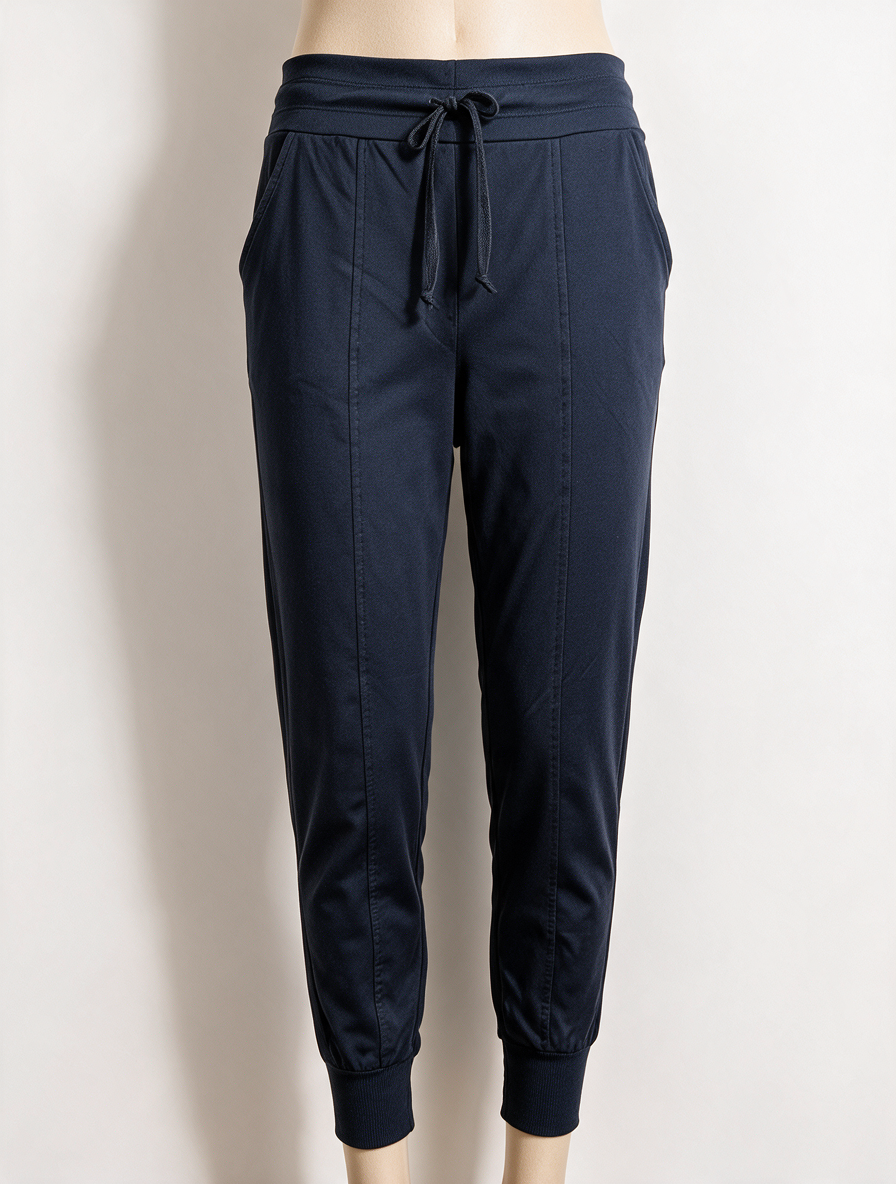 Angelle Milan - Broek - donkerblauw, joggingbroek, elastische taille met trekkoord - S