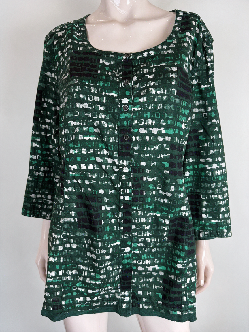CECIL - Blouse - groen, abstract patroon, driekwart mouw - L
