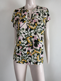 Street One - Blouse - meerkleurig, abstracte bloemenprint, V-hals met split - XS