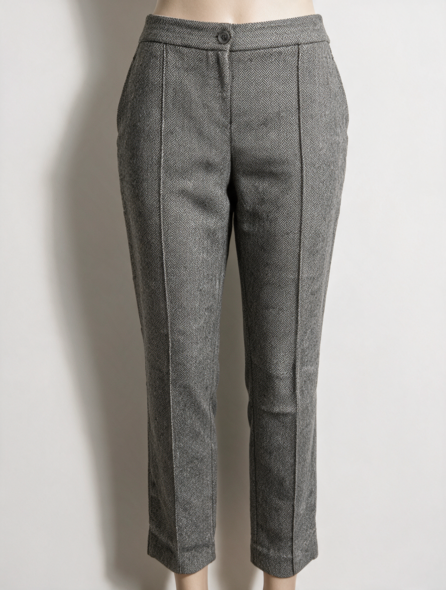 blugirl Blumarine - Broek - grijs, visgraatpatroon, rechte pijp - L