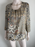 GERRY WEBER - Blouse - meerkleurig, mozaïekprint, driekwart mouw - L