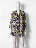 Primavera - Blouse - zwart met bloemenprint, open model - maat L