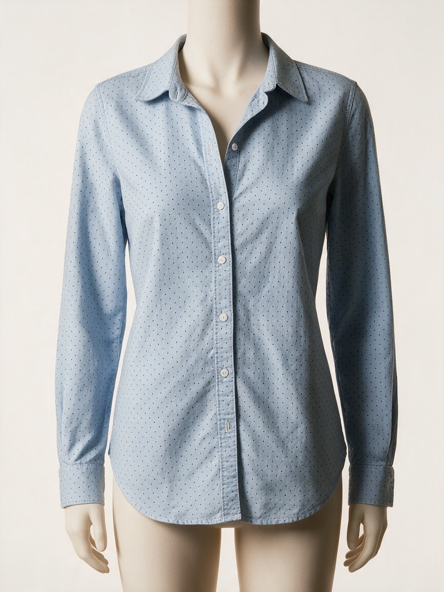 Christian Berg ESSENTIALS - Blouse - blauw, stippenpatroon, knoopsluiting - M