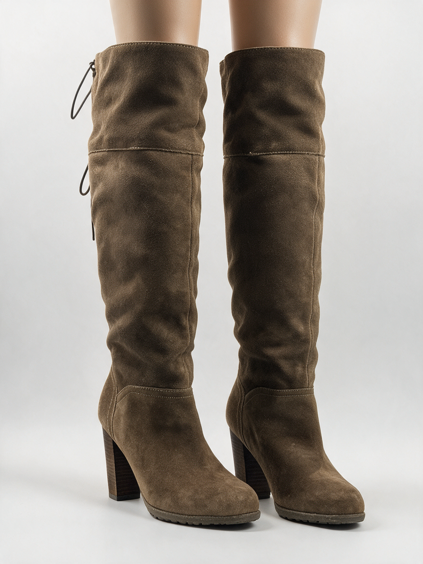 Scholl Laarzen - bruin, suède look, blokhak - 39