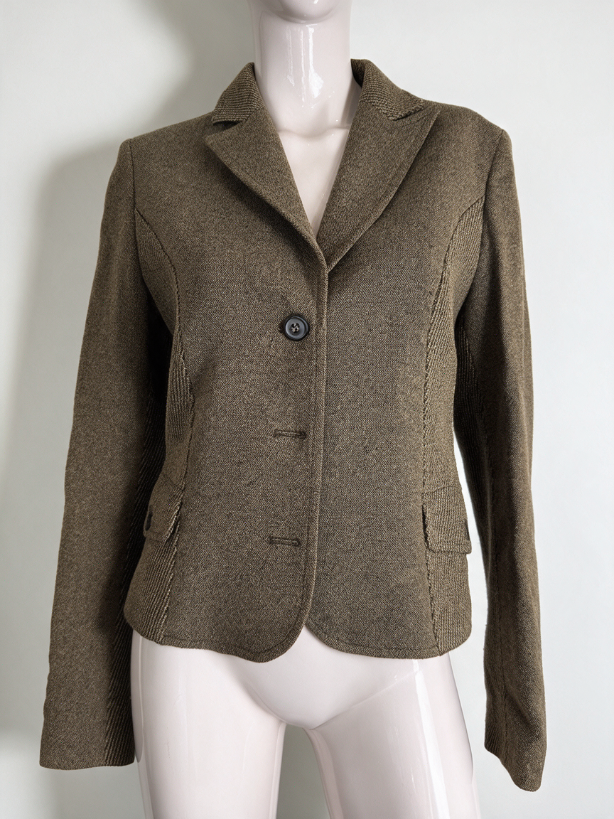 WE - Blazer - khaki, 1-knoopsluiting, getailleerd - L