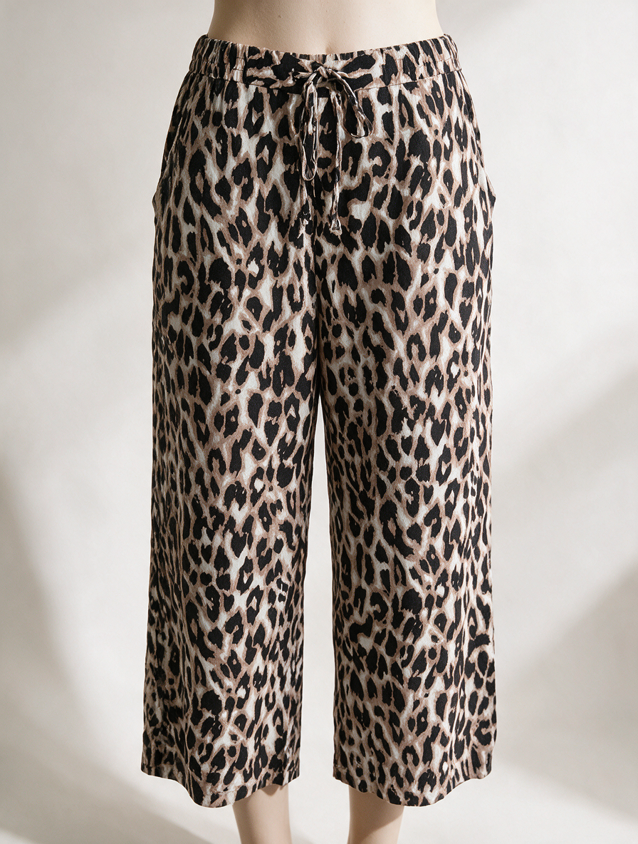 MS mode - Broek - luipaardprint, viscose, trekkoord in taille - XXL