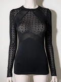 NIKKIE - Top - zwart, gehaakt patroon, transparante details - XS