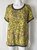 Liberty Island - Blouse - roze, bloemen- en bladprint, korte mouwen - XL