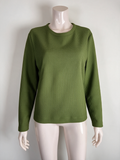 VANILIA - Trui - groen, wafelstructuur, ronde hals - L