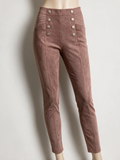 JOSH V - Broek - roze, suède-look, decoratieve knopen