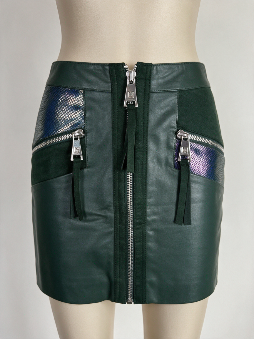 NIKKIE - Rok - donkergroen, imitatieleer, mini-lengte - XS