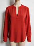Lauren Ralph Lauren - Blouse - rood, V-uitsnede, licht getailleerd - M