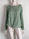 Miss E Studio - Blouse - mintgroen, panterprint, trekkoord - M