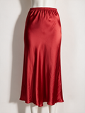 ZARA - Rok - rood, midi-lengte, licht glanzend - M