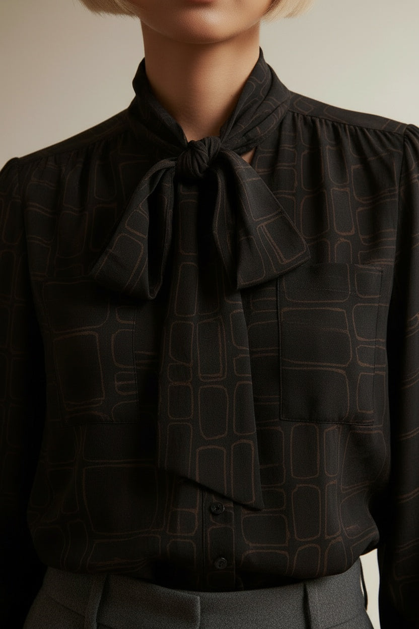 Detail shot of Laundry Industry Blouse maat M Zwart/Lichtbruin
