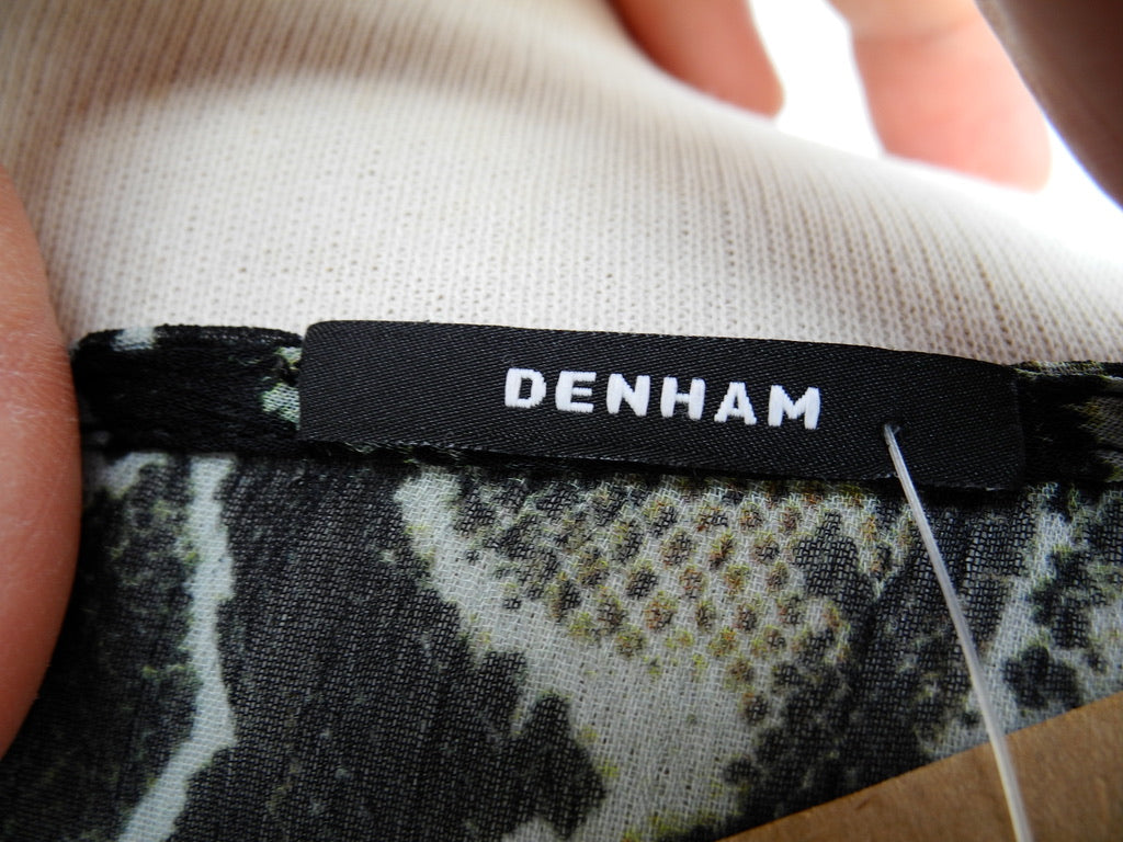 Denham blouse donkergroen met snake print maat XS