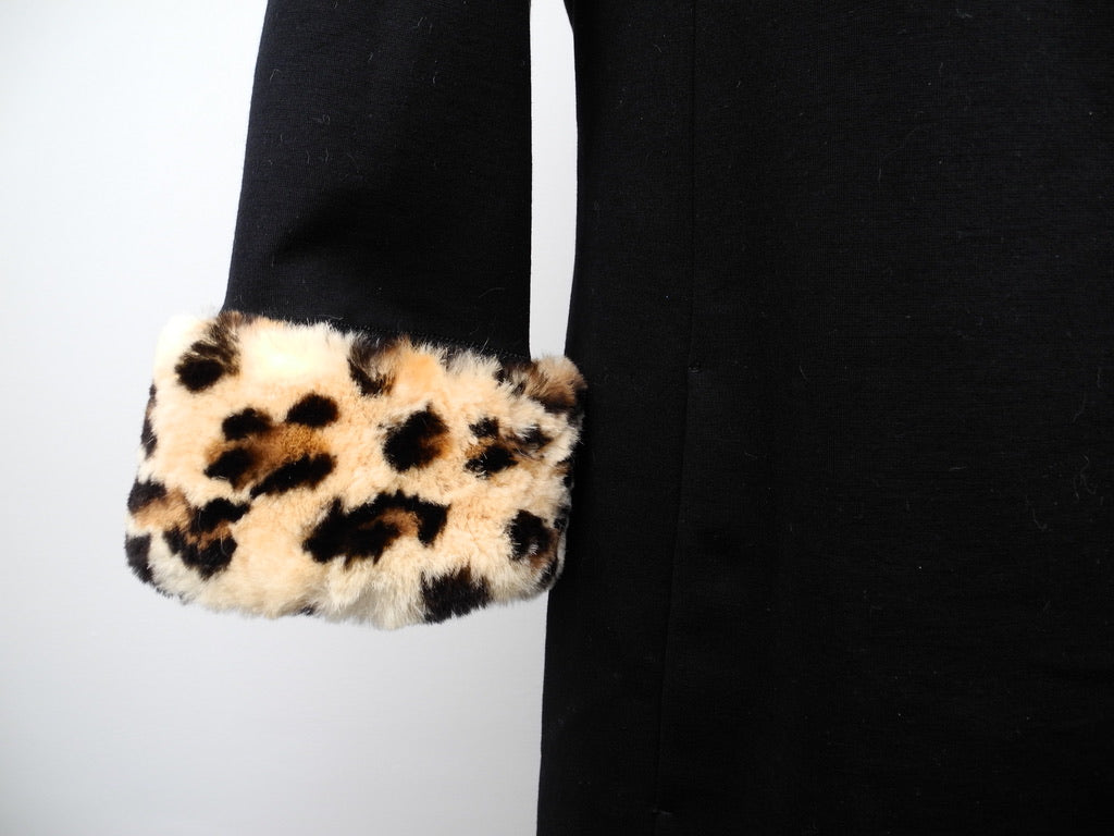 Blumarine zwarte jurk met bonten luipaard details maat 40