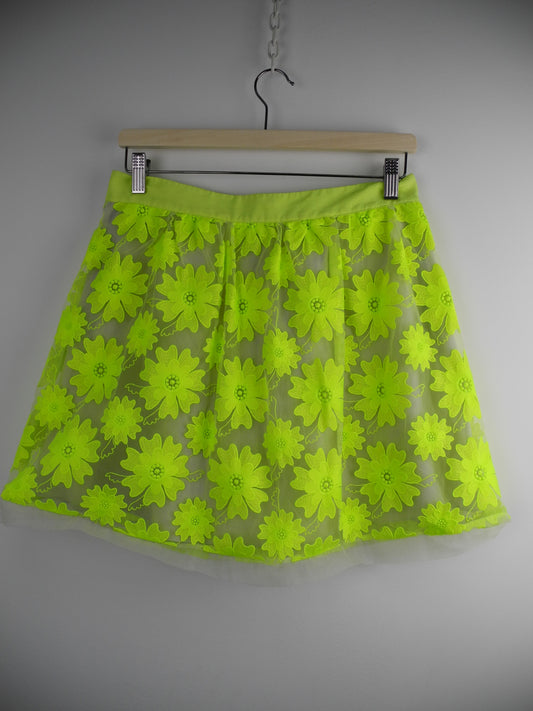 Karen Millen gebloemde rok neon geel maat 40