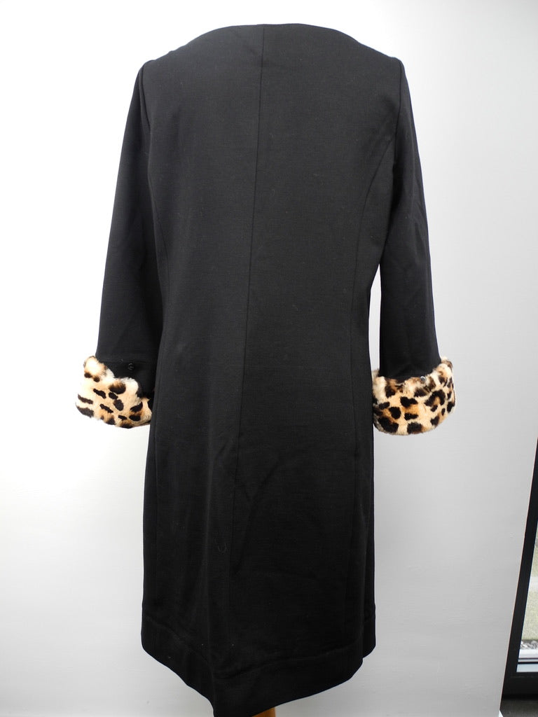 Blumarine zwarte jurk met bonten luipaard details