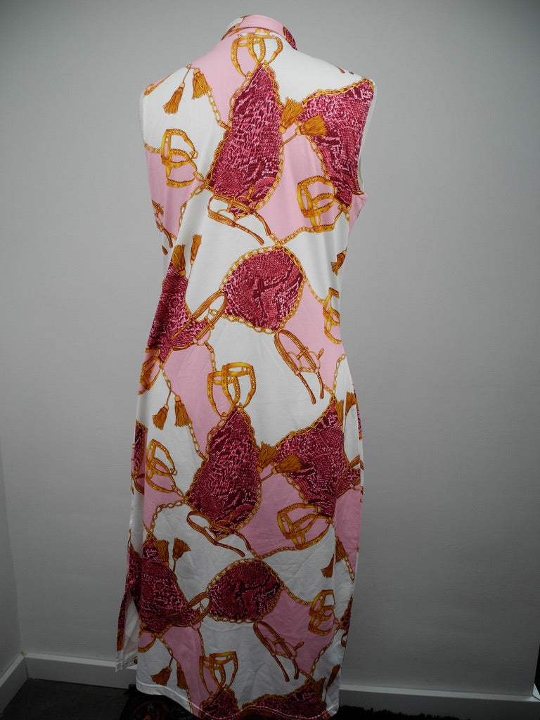 H&M jurk met pussycat bow en print maat L