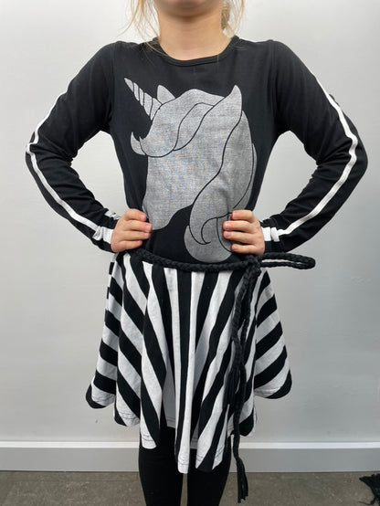 LavaLava jurk unicorn zwart/wit 122/128